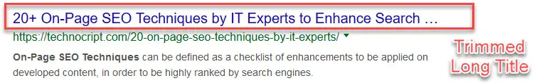 On-Page SEO - SERP Page Title Trimmed Image