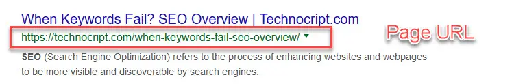 On-Page SEO - SERP Page URL Image
