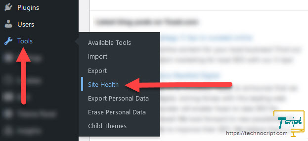 WP Tools Site Health Link