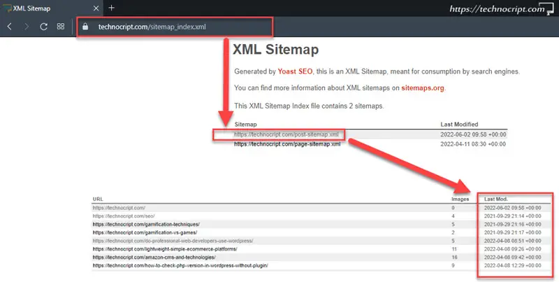 Last Modified Time - XML Sitemap