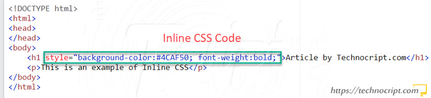 Inline CSS Example
