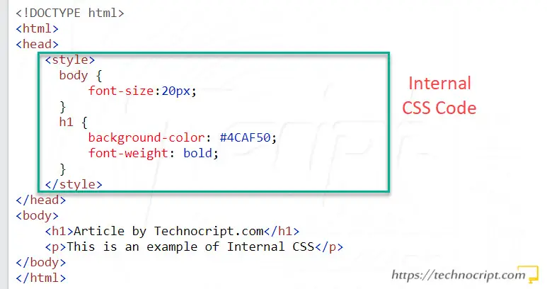 Internal CSS Example